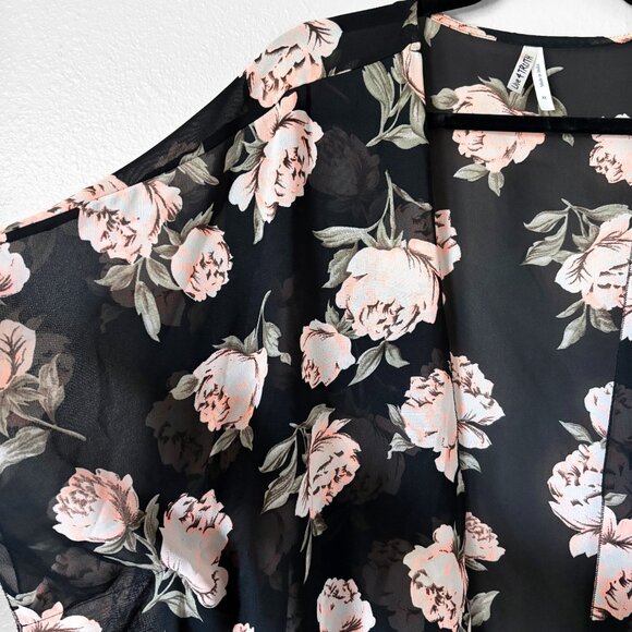 Live 4 Truth Sheer Dark Floral Kimono Cover Up Womens Extra Large Festival Boho - Picture 3 of 13